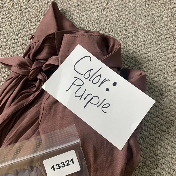 Pink Lily Womens‎ Blouse Top Size Medium Purple Long Sleeves Crew Neck Tie Back - Picture 11 of 11